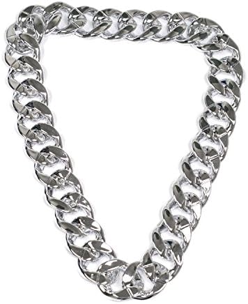 DG Collection Large Epoxy Link and Chain Statement Necklace Christmas Gift (Silver)