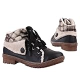 Damen Schuhe, STIEFELETTEN, FREIZEITSCHUHE SCHNÜR BOOTS, JA074, Synthetik in hochwertiger Leder Optikund Textil, Schwarz, Gr 38