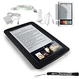 Kroo Nook Electronic Book Reader Slim Silicone Skin Case (Black) + Includes a 4-Inch eBigvalue Determination Hand Strap