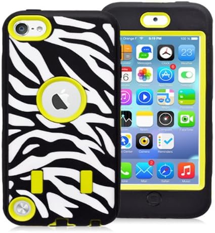 IIYBC Brand High Impact Heavy Duty Hybrid Zebra Shockproof Rugged Rubber Hard Case Cover for iPod Touch 5/ iPod touch 6 case (Yellow)