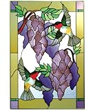 Stained ART Glass Panel HUMMINGBIRD Bird WISTERIA Flower WINDOW