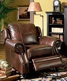 Coaster Furniture Tri-tone Burgundy Top Grain Leather Recliner