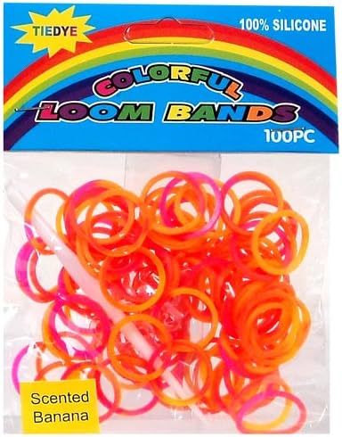 D.I.Y. Colorful Loom Bracelet 100 Banana Scented Yellow & Pink Rubber Bands with Hook Tool & 'S' Clips