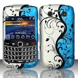 BLUE VINES Hard Rubber Feel Plastic Design Case for Blackberry Bold 9700 /  ....