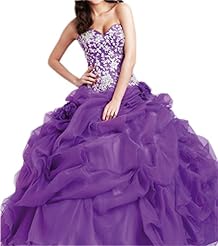 Sweetheart   Lace-Up Applique Beaded Ruched Organza  Ball Gown Evening Dress/Prom Dress/Quinceanera Dress/Wedding Party Dress  With Ruffles