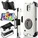 ULAK Galaxy S5 Case, Hybrid Rugged Triple Layer Protection Holster Case for Samsung Galaxy S5 with Built-in Rotating Stand and Belt Swivel Clip White/Black