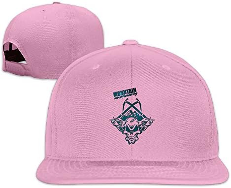 RUUYIIP Men' S Mountaineering Skull Wing Flying Mountain Star Flatbill Stretch Cap Pink One Size
