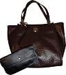 Women's DKNY Purse Handbag French Grain Leather Tote Dark Brown