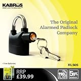 Kabrus XL505 Multi Purpose Alarmed Padlock with 110dB Siren Alarm / Motor Bike Motorcycle Security Lock / Caravans Trailers Campervan Locks / Secure Shipping Containers, Doors, Gates, Garden Sheds