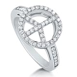 Sterling Silver Ring Cubic Zirconia Peace Sign Fashion Right Hand Ring - Ideal Gift For Mother Day, Anniversary, Engagement, Wedding, Birthday, For Her