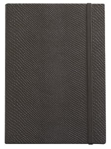 Black Lizard Leather Journal, Elastic Closure, Ruled Pages, Hard Cover. 5x7"