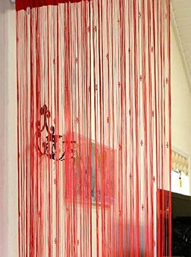 Paker Crystal Beaded Curtains Hanging Door Beads String Room Dividers Tassel (39.37" x 78.74'', Red)