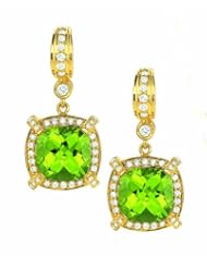 Charles Krypell 18K Yellow Gold Peridot and Diamond Drop Earrings