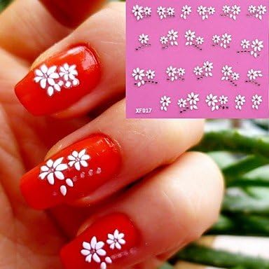 nananana 3D White Flowers Pattern Wedding Nail Art Sticker XF-017