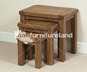 Rustic Solid Oak Nest of 3 Tables