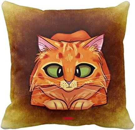 Orange Cat Looking Laser Pointer Throw 18*18 pillow Case
