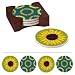 Absorbent Coaster Set w/Caddy, Sunflower Scape