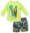 Charlie Rocket Baby-boys Infant Board Rash Guard and Hib Plaid Short