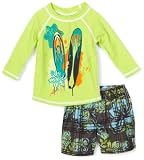 Charlie Rocket Baby-boys Infant Board Rash Guard and Hib Plaid Short