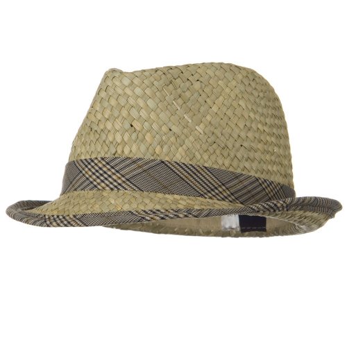 Men's Fashion Sea Grass Fedora Hat - Khaki W21S53F