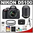 Nikon D5100 16.2 MP Digital SLR Camera & 18-55mm G VR DX AF-S Zoom Lens with 55-200mm VR Lens + 16GB Card + Case + (2) Filters + Tripod + Cleaning & Accessory Kit Nikon D5100 16.2 MP Digital SLR Camera & 18-55mm G VR DX AF-S Zoom Lens with 55-200mm VR Lens + 16GB Card + Case + (2) Filters + Tripod + Cleaning & Accessory Kit