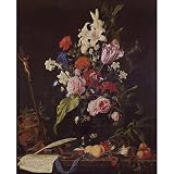 51rckynK%2BgL. SL160  Professionally Framed Jan de Davidsz Heem (Flowers in glass vase, crucifix and skull) Art Poster   13x19 with RichAndFramous Black Wood Frame