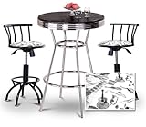 Chrome Bar Table & 2 Black Adjustable 24"-29" Musical Instrument Band Fabri ....