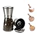 Stainless Steel Salt and Pepper Grinder Set /Brushed Stainless Steel Pepper Mill and Salt Mill, Glass Body, Adjustable Ceramic Rotor …