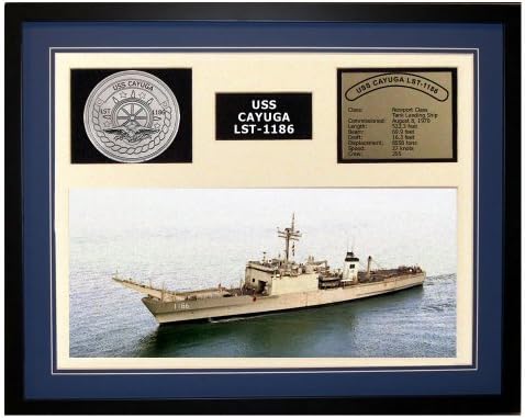Navy Emporium USS Cayuga LST 1186 Framed Navy Ship Display Blue