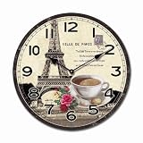 HORLOGE MURALE CUISINE SCENE PARIS TOUR EIFFEL CAFÉ NOSTALGIE 30 cm de Tina Collection - Le design légèrement différent
