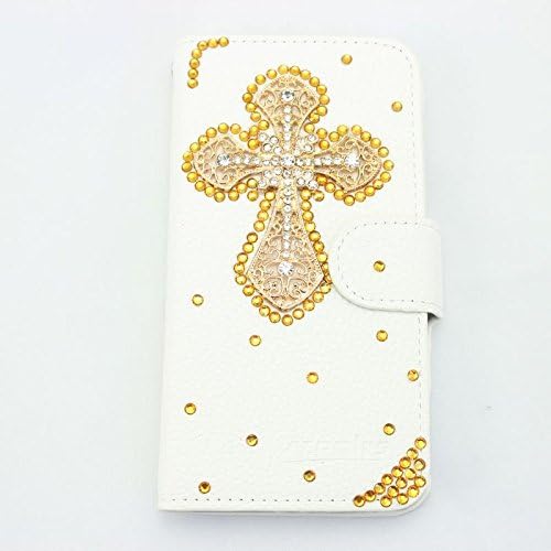Alcatel One touch Idol 4S 6070 5.5" (not fit Alcatel One touch Idol 4 5.2") piaopiao fashion 3d bling leather wallet card flip stand Case Cover Skin (cross gold)
