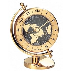 Seiko Desk and Table World Time Clock Solid Brass Case