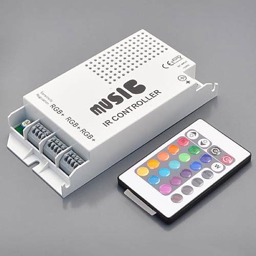IR Music Controller 60 Watt 3 Ports With Remote for Color Changing LEDs,3322RGB