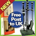 New INGLENOOK Cast Iron 5 Piece Black Deluxe Companion Set with rectangular base - 2ft Tall