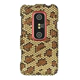 Gold Leopard Diamante Diamond Crystal Bling Case for Sprint HTC EVO 3D