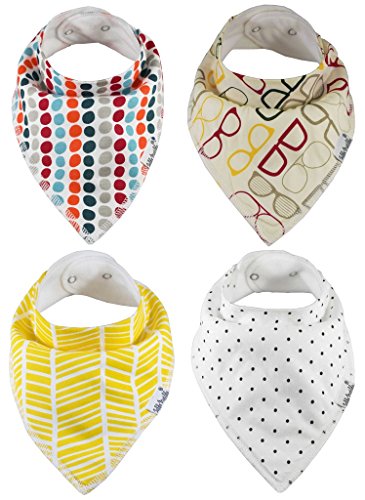 Baby Bandana Bibs by ZELDA MATILDA Extra Long Absorbent Adjustable Bib Made of Organic Cotton and Fleece, for Teething Drool and Feeding - A Must Buy To Keep Baby's Clothes and Neck Dry (4 Pack)