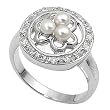 Sterling Silver w/ CZ Ring - 4mm Pearl Size - 3mm Band Width - Size: 5-9 - Clear CZ Sterling Silver w/ CZ Ring - 4mm Pearl Size - 3mm Band Width - Size: 5-9 - Clear CZ