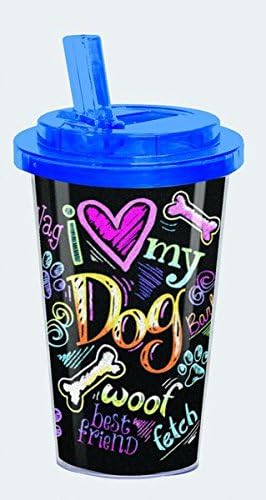 "I Love My Dog" 16 Ounce Insulated Acrylic Tumbler Cup ~ Flip Top Spout