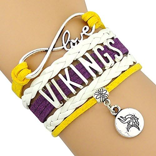 Vikings Handmade Infinity Love Football Sports Team Bracelet Purple White Gold