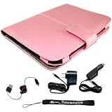 Sony Reader eBook Touch Edition PRS-600 Bundle Pack: Pink Melrose Leather jacket Cover Case, Car Charger, Home Charger, Retractable USB Data Sync Cable and a 4-Inch eBigvalue Determination Hand Strap