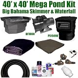 40 x 40 Mega Koi Pond Kit 8,000 GPH Pump Big Bahama Skimmer & Waterfall MA1