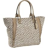 Calvin Klein Linen Inset Zip Tote (Zebra)