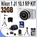 .Nikon 1 J1 10.1 MP HD Digital Camera System with 10-30mm VR 1 NIKKOR Lens (White) + 32GB SDHC Memory + USB Card Reader + Shock Proof Deluxe Case + Full Size Tripod + Memory Card Wallet + Lens Pen Cleaner + Zing Micro Fiber Cleaning Cloth + Accessory Saver Bundle! (Grey Market) Non USA Model