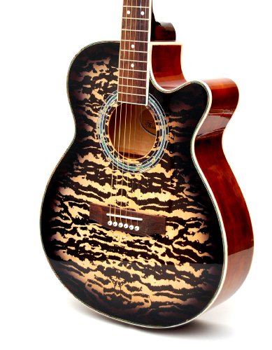 Design 4/4 Westerngitarre mit Motivdruck Leopard + Ersatzsaiten + Plektron