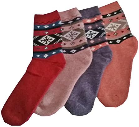 Womens Knit Warm Wool Socks 4 Pairs
