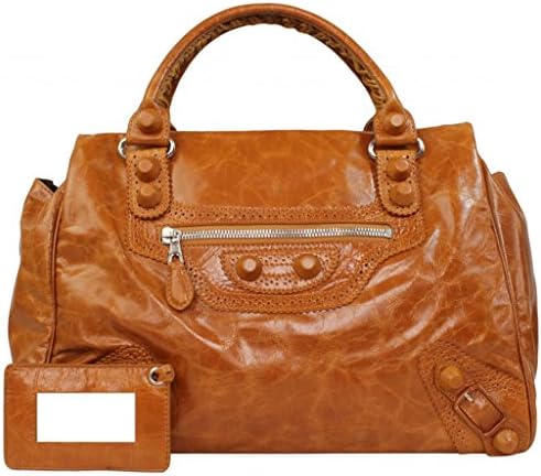 Lush Leather Perforated Monday Top Handle Biker Burnt Orange Bag