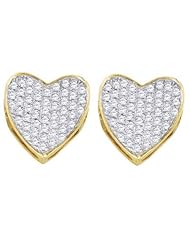 Real Diamond Earrings 0.33CTW DIAMOND LADIES HEART EARRINGS Yellow-gold 10K