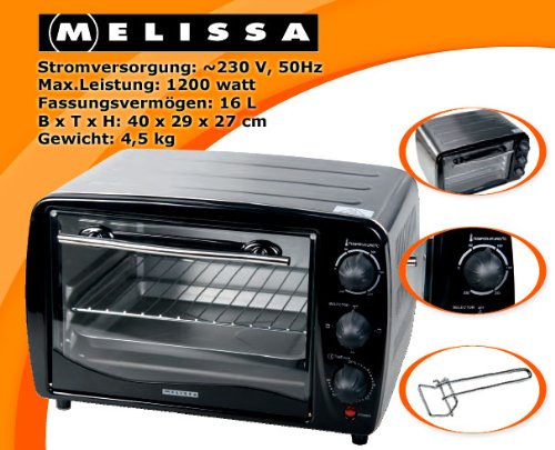 Edelstahl Minibackofen 1200W 16L