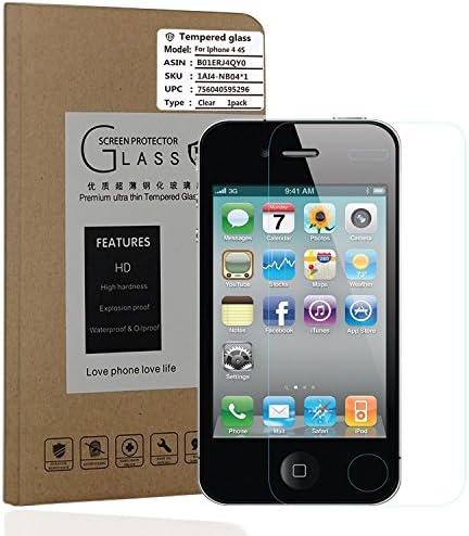 iPhone 4S Screen Protector,SZDEFENDER® Premium Tempered Glass Screen Protector 0.2MM thickness for iPhone 4 and iPhone 4S (1 PACK)