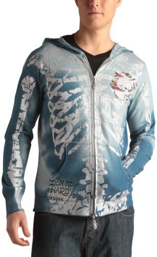 Ed Hardy Men's Skeleton Zip Up Hooded Sweater